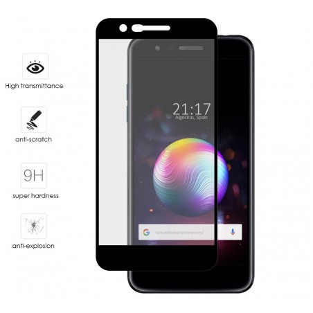 Protector Cristal Templado Frontal Completo Negro para Lg K11 Vidrio
