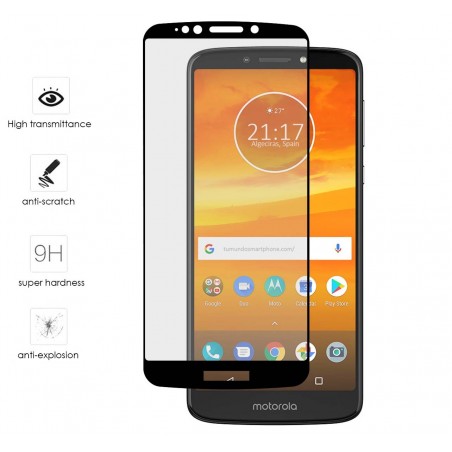 Protector Cristal Templado Frontal Completo Negro para Motorola Moto Moto E5 Plus Vidrio