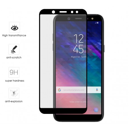 Protector Cristal Templado Frontal Completo Negro para Samsung Galaxy A6 Plus (2018) Vidrio
