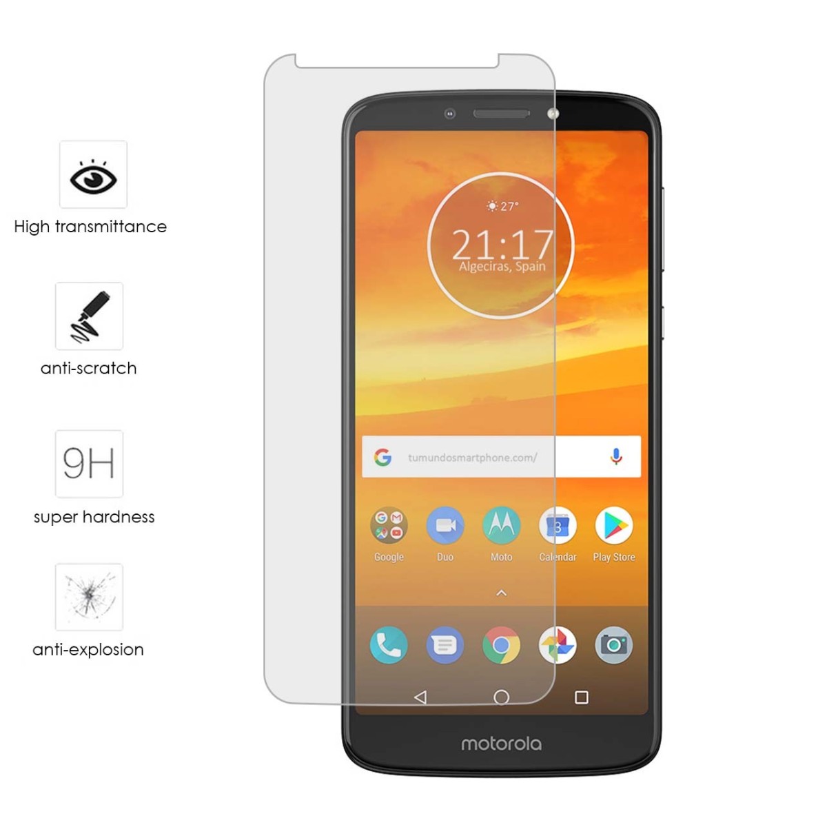 Protector Cristal Templado para Motorola Moto Moto E5 Plus Vidrio