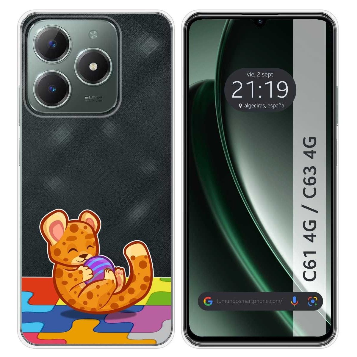 Funda Silicona Transparente para Realme C61 / C63 4G diseño Leopardo Dibujos