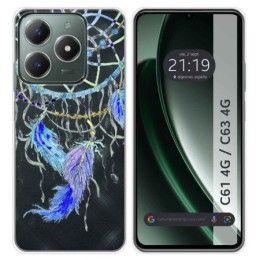 Funda Silicona Transparente para Realme C61 / C63 4G diseño Plumas Dibujos
