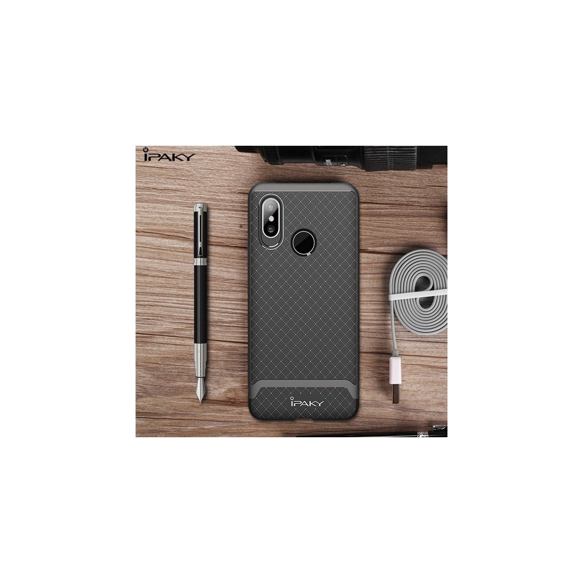 Funda Ipaky Tipo Neo Hybrid (Pc+Tpu) Negra / Plata para Xiaomi Mi8