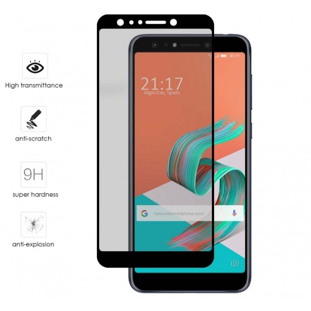 Protector Cristal Templado Frontal Completo Negro para Asus Zenfone 5 Lite Zc600Kl Vidrio