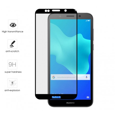 Protector Cristal Templado Frontal Completo Negro para Huawei Honor 7S / Y5 2018 Vidrio
