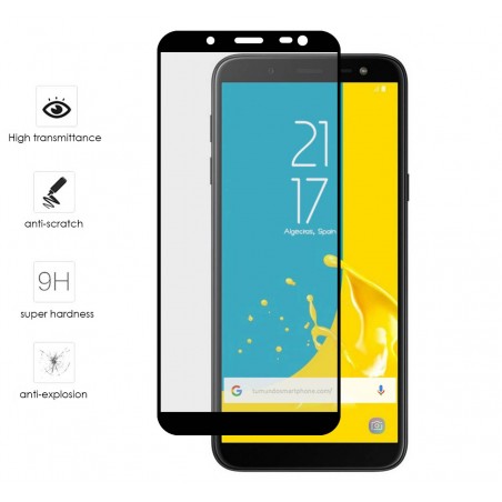Protector Cristal Templado Frontal Completo Negro para Samsung Galaxy J6 (2018) Vidrio