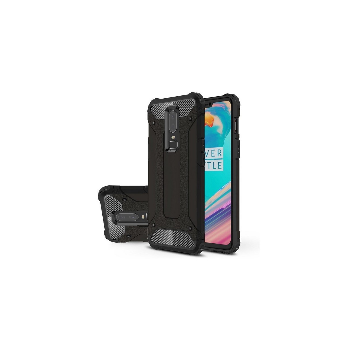 Funda Tipo Hybrid Tough Armor (Pc+Tpu) Negra para Oneplus 6