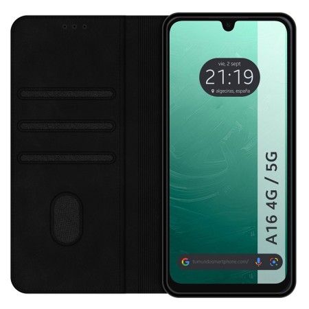 Funda Libro de Polipiel con tarjetero para Samsung Galaxy A16 4G / 5G color Negra