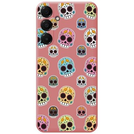 Funda Silicona Líquida Rosa para Samsung Galaxy A16 4G / 5G diseño Catrina Dibujos