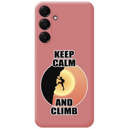 Funda Silicona Líquida Rosa para Samsung Galaxy A16 4G / 5G diseño Hombre Escalada Dibujos