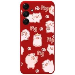 Funda Silicona Líquida Roja para Samsung Galaxy A16 4G / 5G diseño Cerdos Dibujos