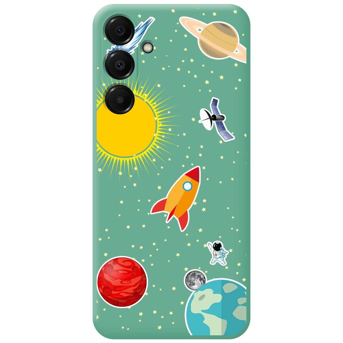 Funda Silicona Líquida Verde para Samsung Galaxy A16 4G / 5G diseño Espacio Dibujos