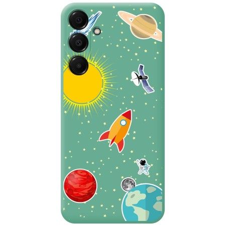 Funda Silicona Líquida Verde para Samsung Galaxy A16 4G / 5G diseño Espacio Dibujos