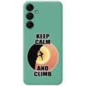 Funda Silicona Líquida Verde para Samsung Galaxy A16 4G / 5G diseño Hombre Escalada Dibujos