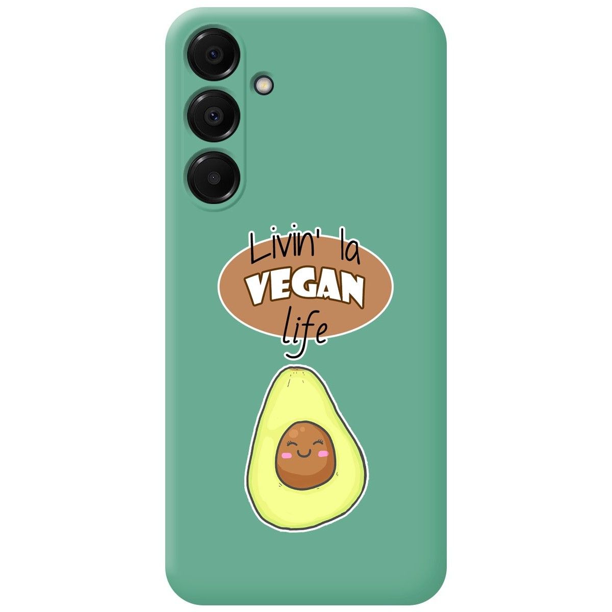 Funda Silicona Líquida Verde para Samsung Galaxy A16 4G / 5G diseño Vegan Life Dibujos