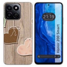 Funda Silicona para Huawei Honor 200 Smart 5G diseño Corazones Madera Dibujos