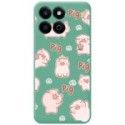 Funda Silicona Líquida Verde para Huawei Honor 200 Smart 5G diseño Cerdos Dibujos