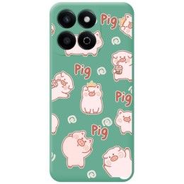 Funda Silicona Líquida Verde para Huawei Honor 200 Smart 5G diseño Cerdos Dibujos