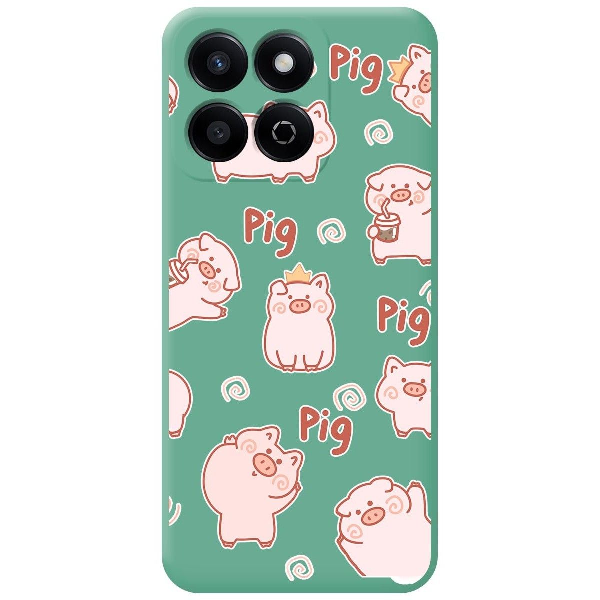 Funda Silicona Líquida Verde para Huawei Honor 200 Smart 5G diseño Cerdos Dibujos