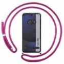 Funda Colgante Transparente para Samsung Galaxy S24 FE 5G con Cordon Rosa Fucsia