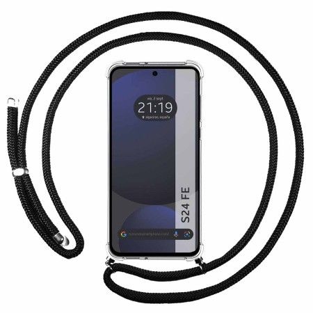 Funda Colgante Transparente para Samsung Galaxy S24 FE 5G con Cordon Negro