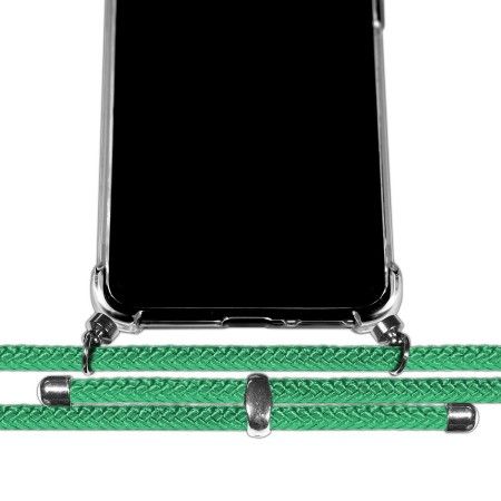 Funda Colgante Transparente para Samsung Galaxy S24 FE 5G con Cordon Verde Agua