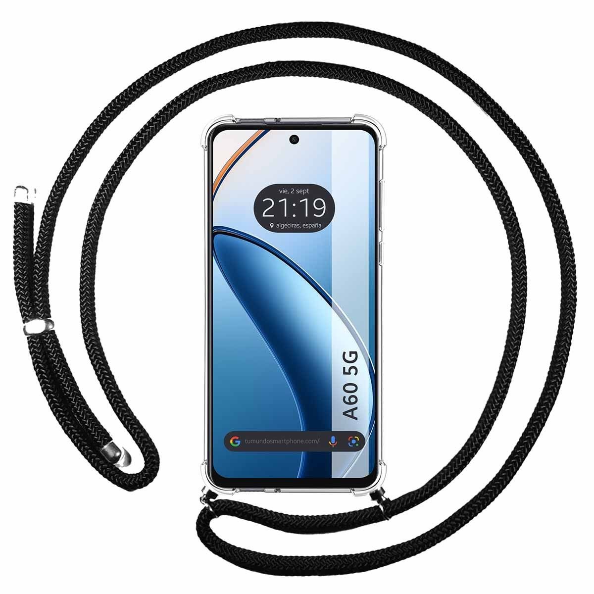 Funda Colgante Transparente para Oppo A60 5G con Cordon Negro
