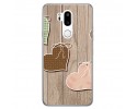 Funda Gel Tpu para Lg G7 Thinq Diseño Corazones Madera Dibujos
