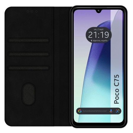 Funda Libro de Polipiel con Tarjetero para Xiaomi Poco C75 Color Negra