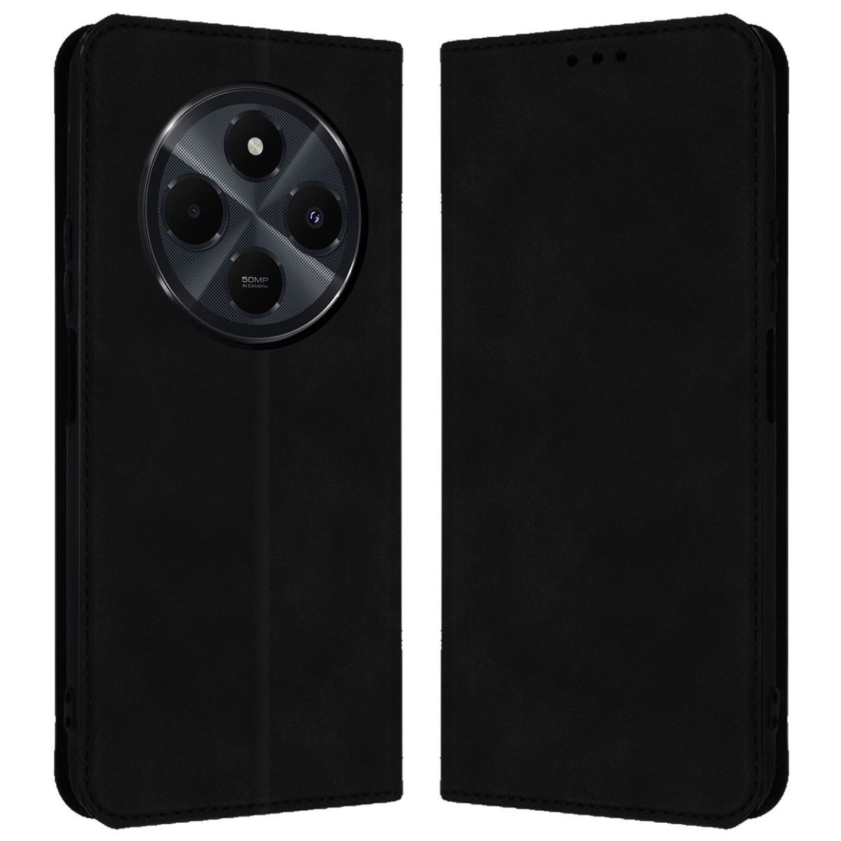 Funda Libro de Polipiel con Tarjetero para Xiaomi Poco C75 Color Negra