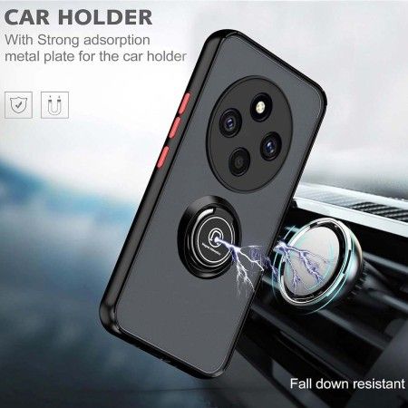 Funda Mate con Borde Negro y Anillo Giratorio 360 para Xiaomi Poco C75