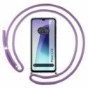Funda Colgante Transparente para Xiaomi Poco C75 con Cordon Morado