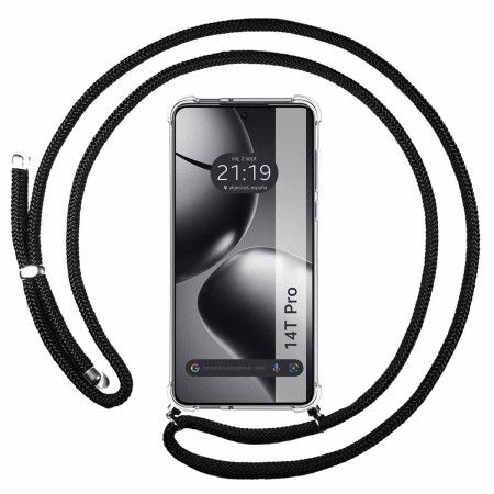 Funda Colgante Transparente para Xiaomi 14T Pro 5G con Cordon Negro