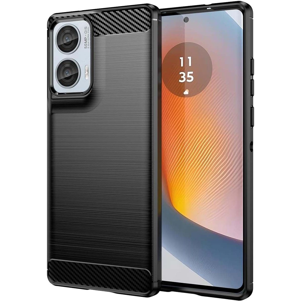 Funda Gel Tpu Tipo Carbon Negra para Motorola Moto G85 5G