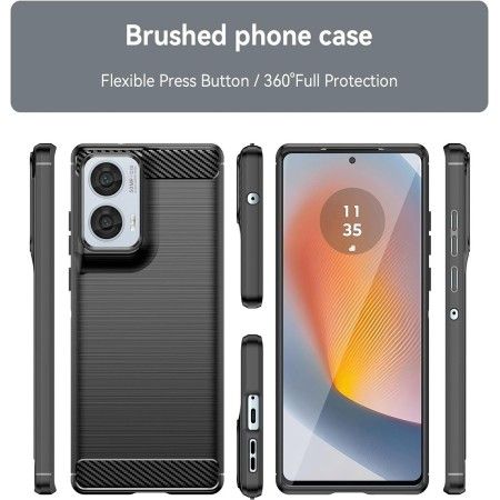 Funda Gel Tpu Tipo Carbon Negra para Motorola Moto G85 5G