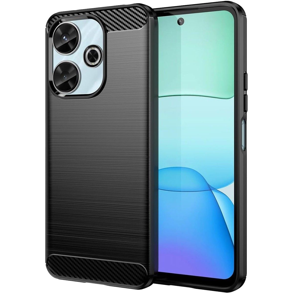 Funda Gel Tpu Tipo Carbon Negra para Xiaomi Redmi 13 4G