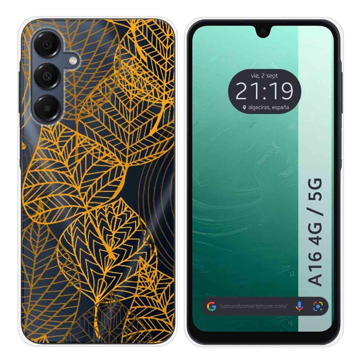 Funda Silicona Transparente para Samsung Galaxy A16 4G / 5G diseño Hojas Dibujos