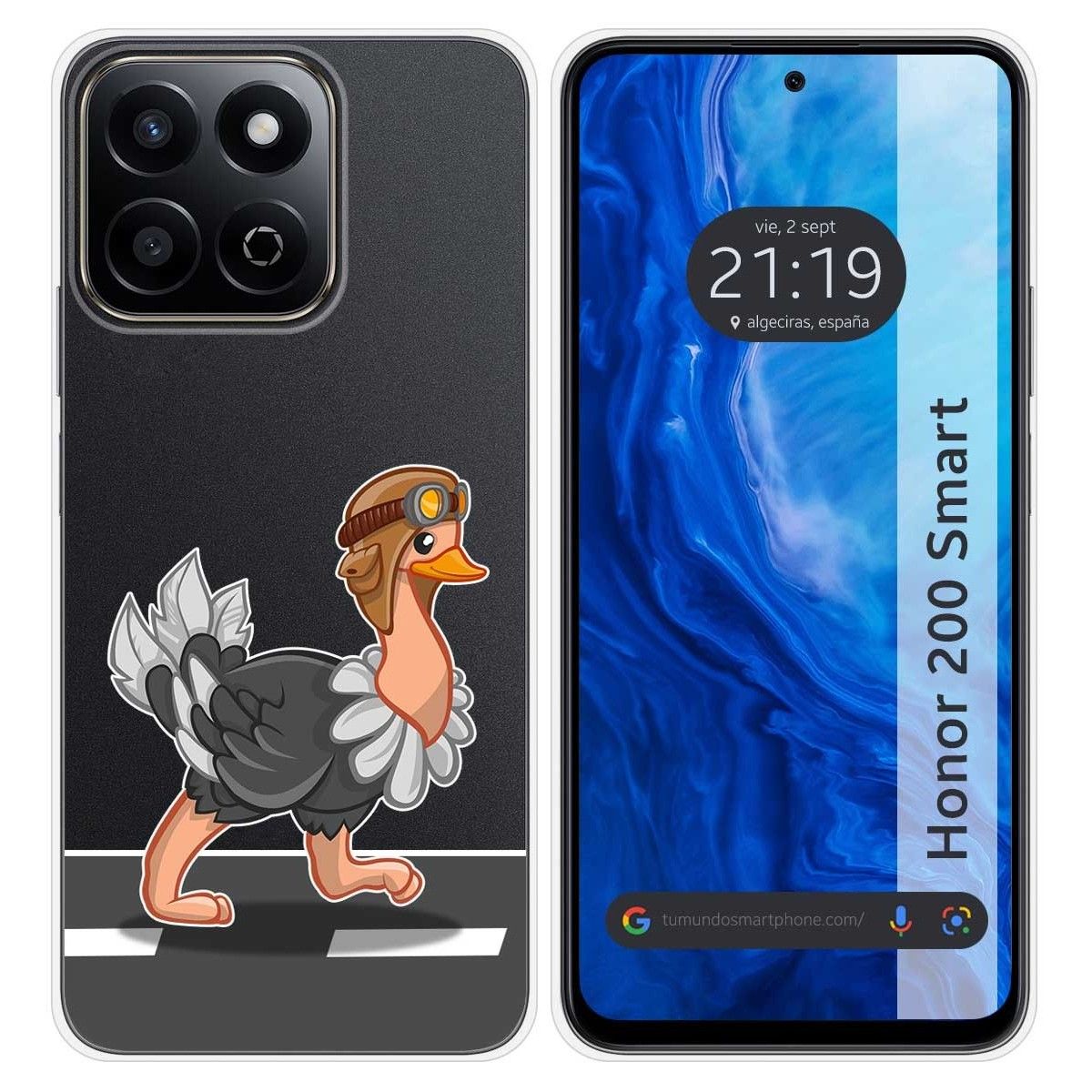 Funda Silicona Transparente para Huawei Honor 200 Smart 5G diseño Avestruz Dibujos