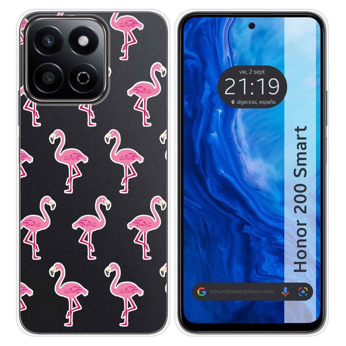Funda Silicona Transparente para Huawei Honor 200 Smart 5G diseño Flamenco Dibujos
