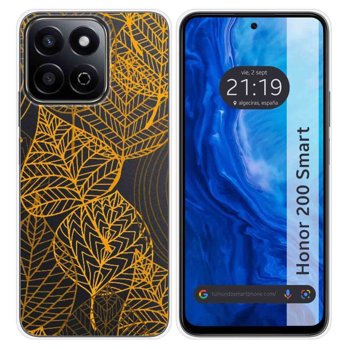 Funda Silicona Transparente para Huawei Honor 200 Smart 5G diseño Hojas Dibujos