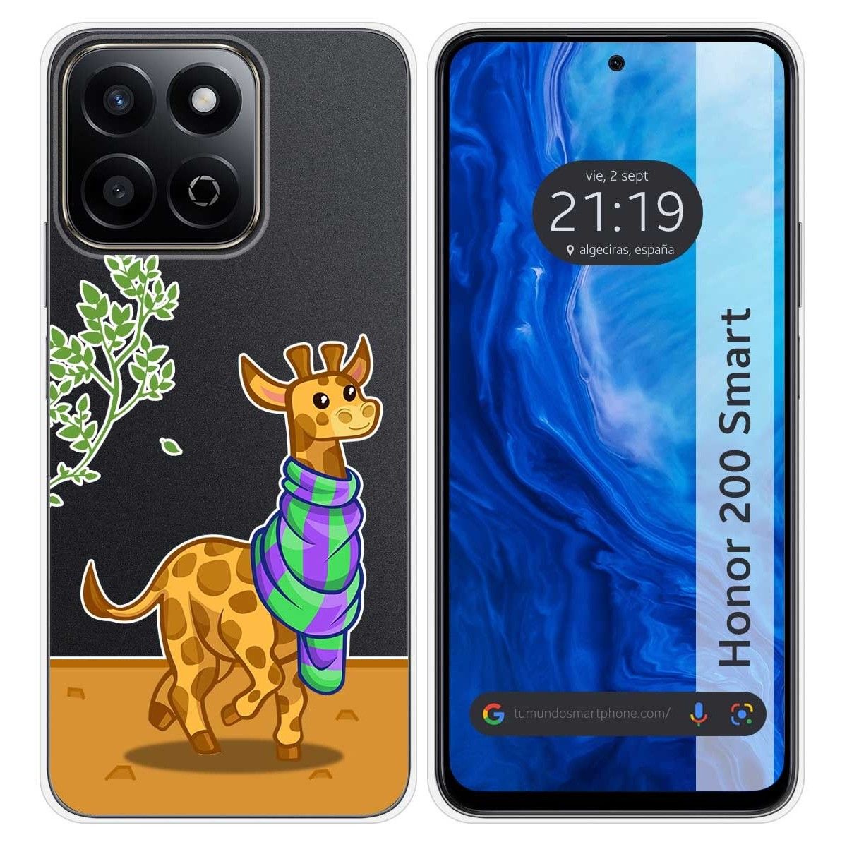 Funda Silicona Transparente para Huawei Honor 200 Smart 5G diseño Jirafa Dibujos