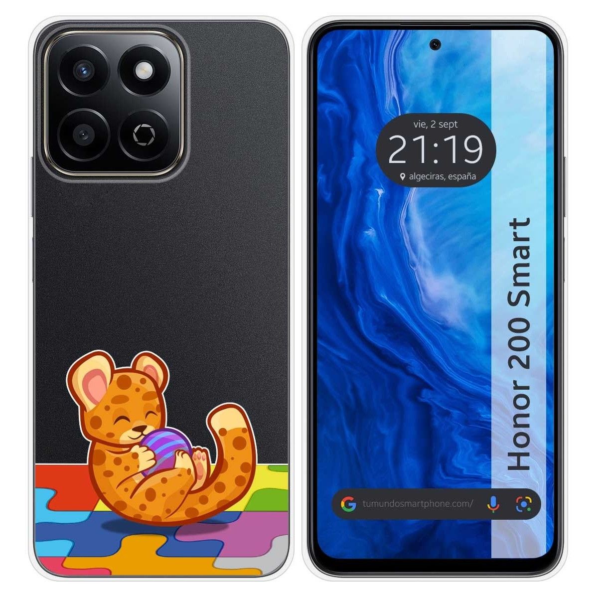 Funda Silicona Transparente para Huawei Honor 200 Smart 5G diseño Leopardo Dibujos