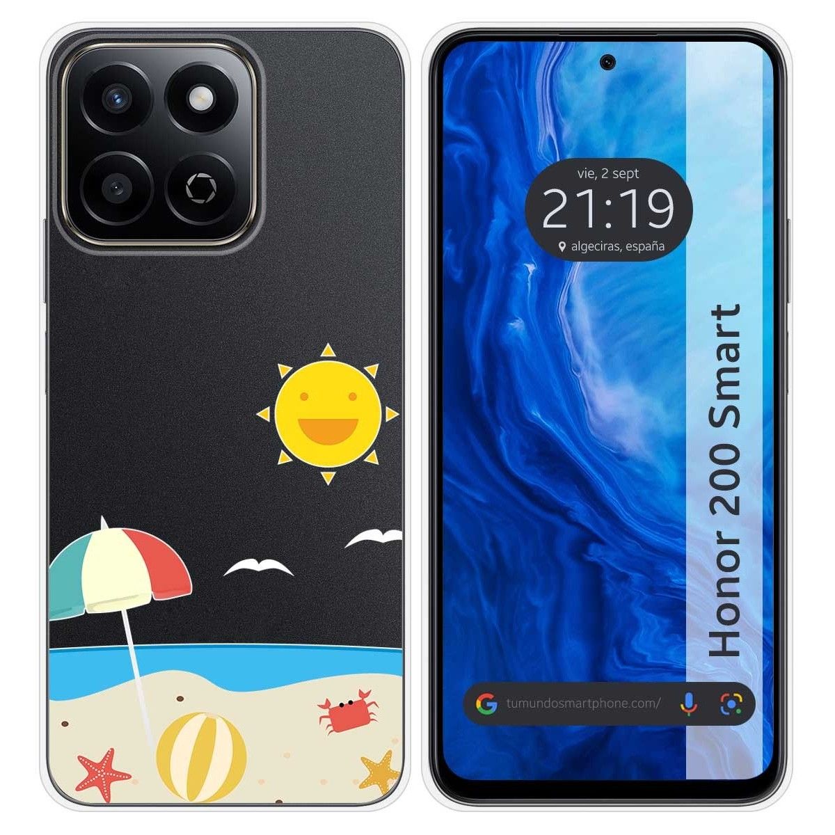 Funda Silicona Transparente para Huawei Honor 200 Smart 5G diseño Playa Dibujos