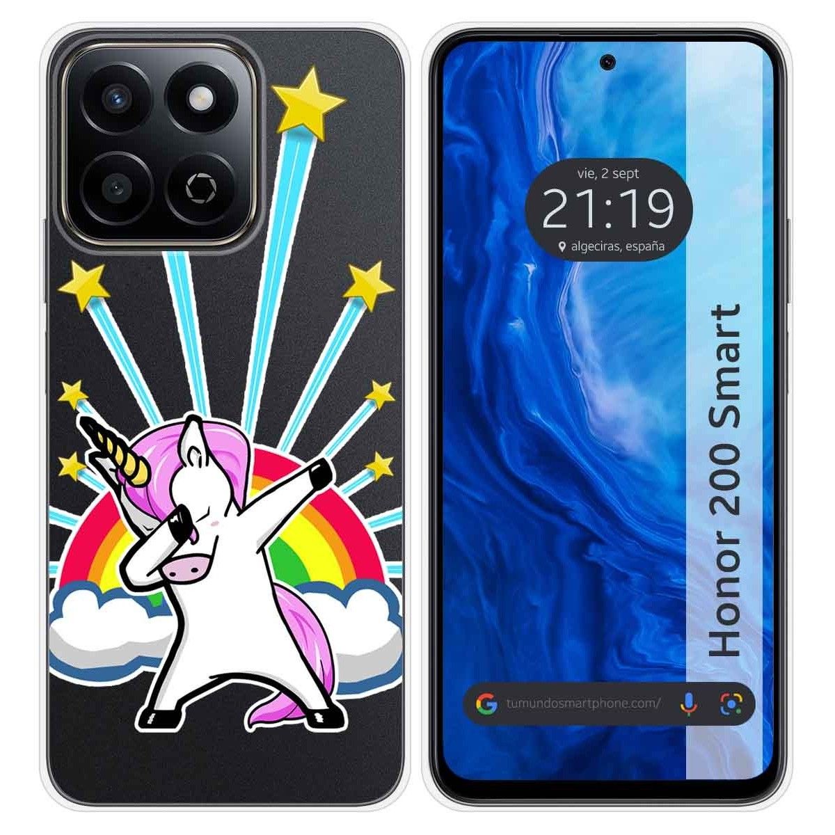 Funda Silicona Transparente para Huawei Honor 200 Smart 5G diseño Unicornio Dibujos
