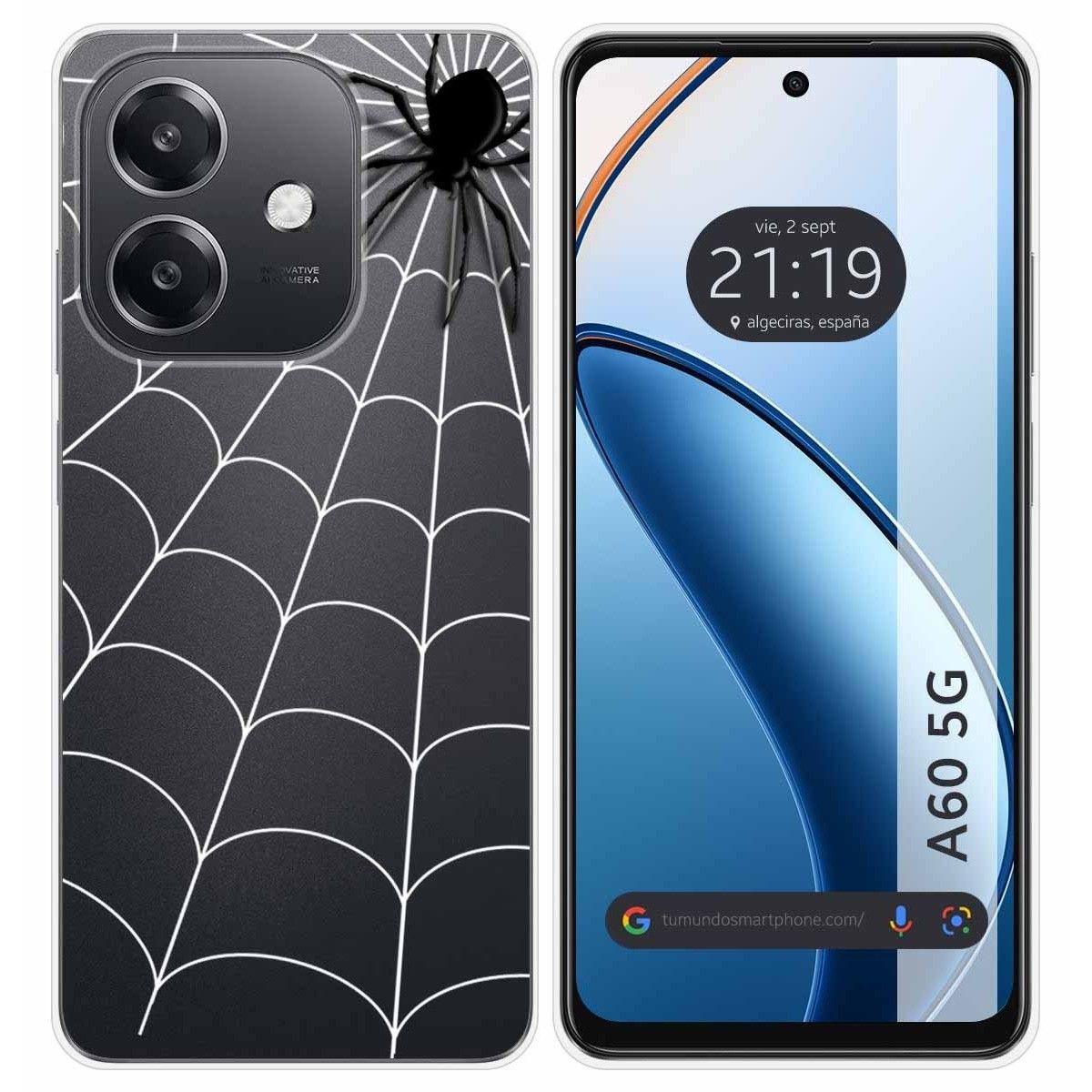 Funda Silicona Transparente para Oppo A60 5G diseño Araña Dibujos