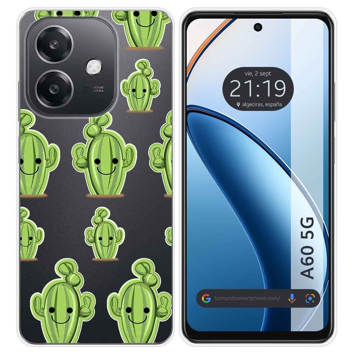 Funda Silicona Transparente para Oppo A60 5G diseño Cactus Dibujos