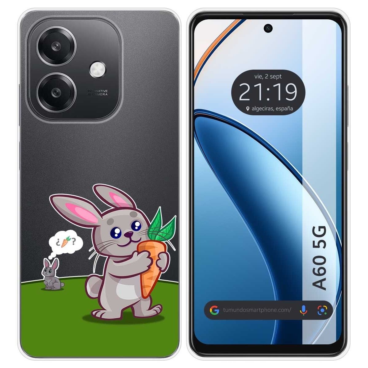 Funda Silicona Transparente para Oppo A60 5G diseño Conejo Dibujos