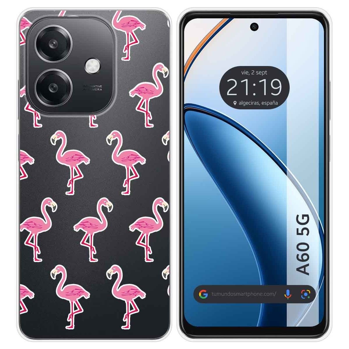 Funda Silicona Transparente para Oppo A60 5G diseño Flamenco Dibujos