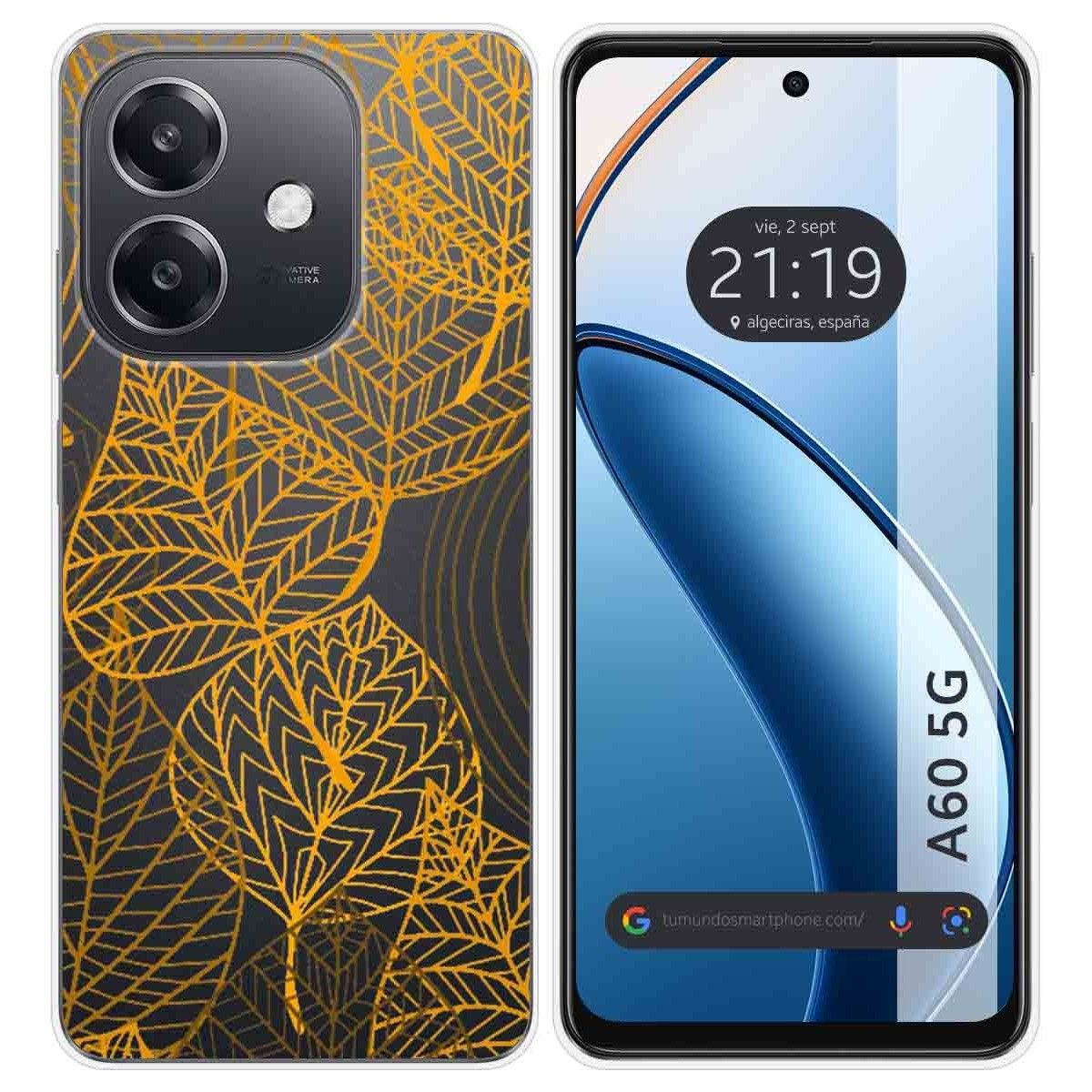 Funda Silicona Transparente para Oppo A60 5G diseño Hojas Dibujos