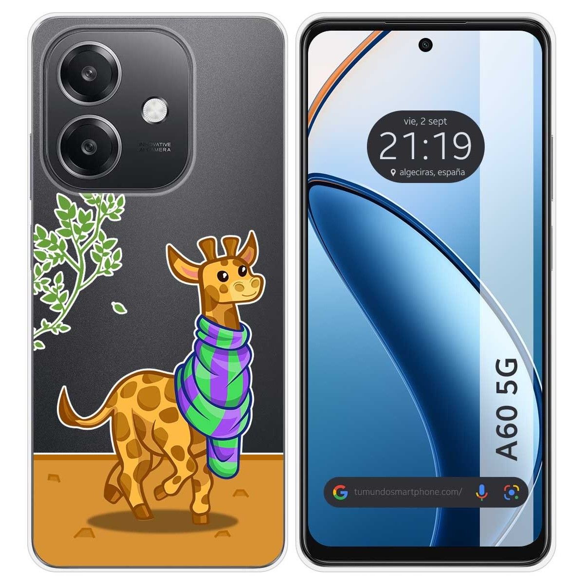 Funda Silicona Transparente para Oppo A60 5G diseño Jirafa Dibujos